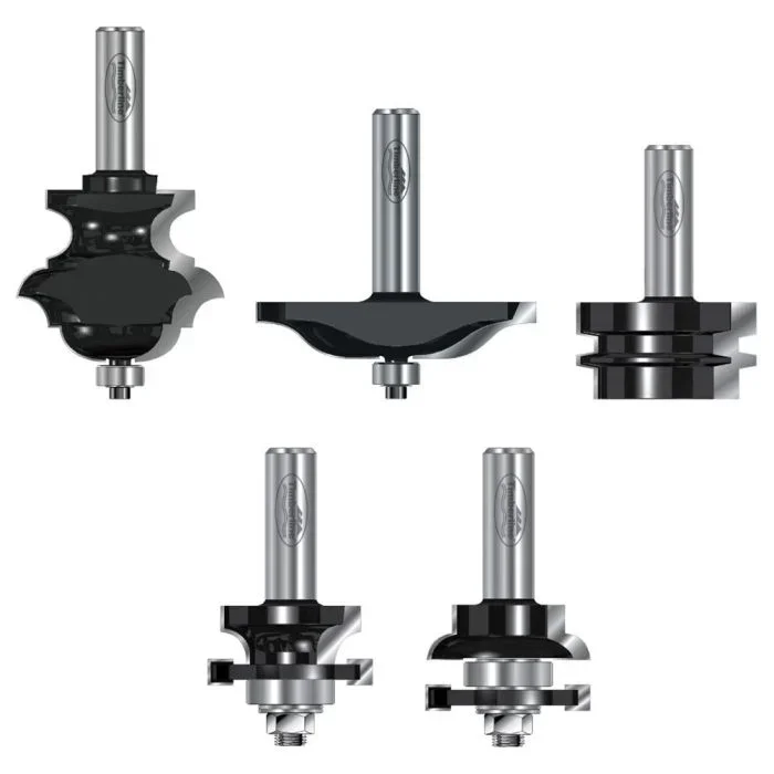 Timberline TRS-200 1/2″ Carbide Tipped Moulding Router Bit Set for 3/4″-1″ Material, 5 Piece