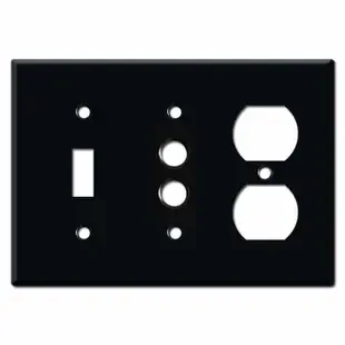 Toggle Pushbutton Duplex Outlet Switch Wall Covers – Black