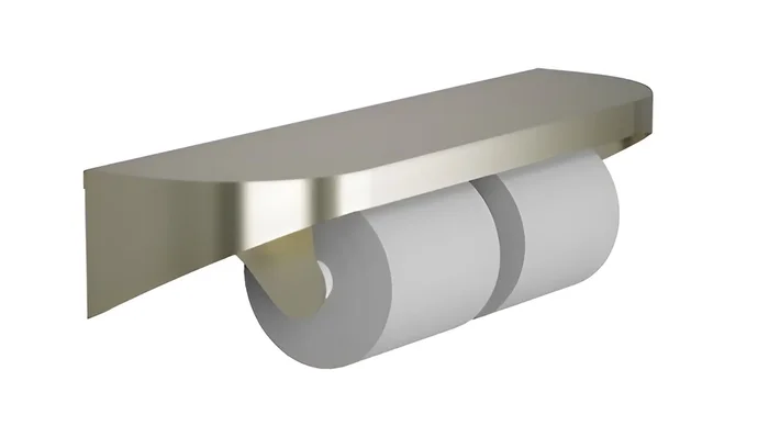 Toilet Tissue Dispenser with Shelf – Brushed Nickel Electrocoat by Bradley