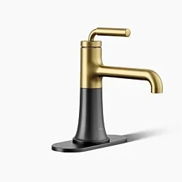 Tone Single-handle bathroom sink faucet, 1.2 gpm Deck Mounted in Matte Black|Moderne Brass