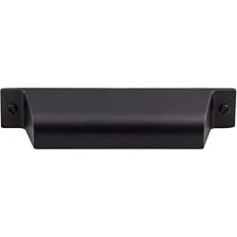 Top Knobs Channing Cup Pull Contemporary, Transitional Style 3-3/4 Inch (96mm) Center to Center, Overall Length 5-1/4″ Flat Black Cabinet Hardware Pull / Handle