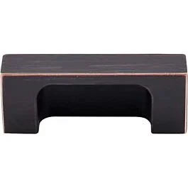 Top Knobs Modern Metro Tab Pull Contemporary Style 2 Inch (51mm) Center to Center, Overall Length 2-1/2″ Tuscan Bronze Cabinet Hardware Pull / Handle