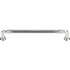 Top Knobs Reeded Pull Transitional Style 7-Inch (178mm) Center to Center, Overall Length 7-11/16″ Polished Nickel Cabinet Hardware Pull / Handle