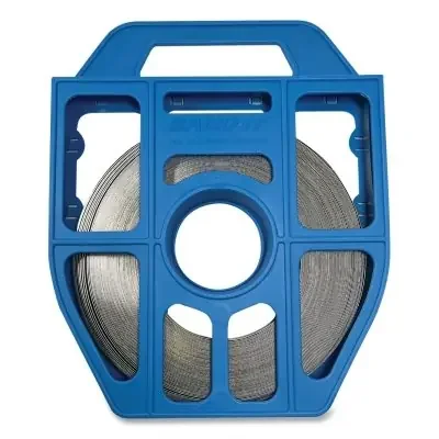 Tote, Plastic, Includes 1/2 in W x 0.030 in Thick x 100 ft, Stainless Steel 201 Band Roll