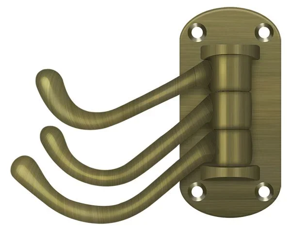 Triple Swivel Hook, Heavy Duty, 4″ Projection, Antique Brass – Deltana