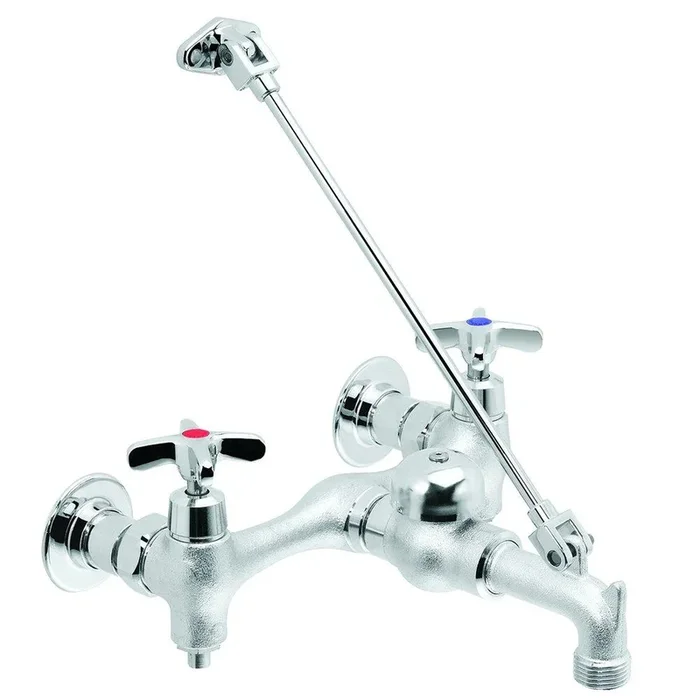 Two Cross Handle Wall Mount Service Faucet in Rough Chrome by Speakman