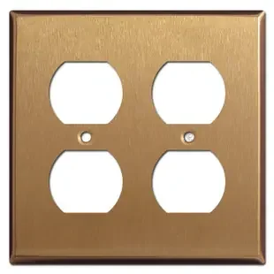 Two Duplex Outlet Receptacle Plate – Satin Bronze