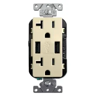USB Electrical Outlet Dual Ports & Plugs 20A TR Leviton – Ivory