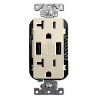 USB Power Outlet 2 Port 2 Plug 20A TR Leviton – Light Almond