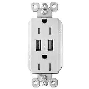 USB Power Outlet Dual Port Duplex Receptacle 15A – White