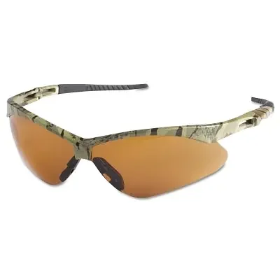 V30 Nemesis Safety Glasses, Bronze, Polycarbonate Lens, Uncoated, Camouflage Frame/Temples, Nylon