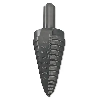 Vari-Bit Step Drill Bit, 2, 1/2 in to 1 in Cutting Dia, 9 Steps