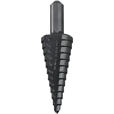 Vari-Bit Step Drill Bit, 8, 3/16 in to 7/8 in Cutting Diameter, 12 Steps