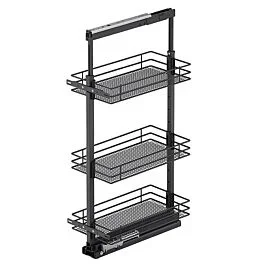 Vauth Sagel 17.5″ x 47.25″ 3-Shelf Saphir Wire Pullout Pantry with PAM and Soft-Closing, Carbon Steel Gray