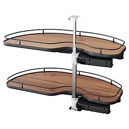 Vauth Sagel 2-Tier Left-Hand Scalea Blind Corner Pull-Out with PAM and Soft-Closing for 21″ Cabinet Opening, Walnut