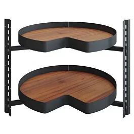 Vauth Sagel 29″ Kidney Shaped 2 Tray Planero Lazy Susan, Walnut