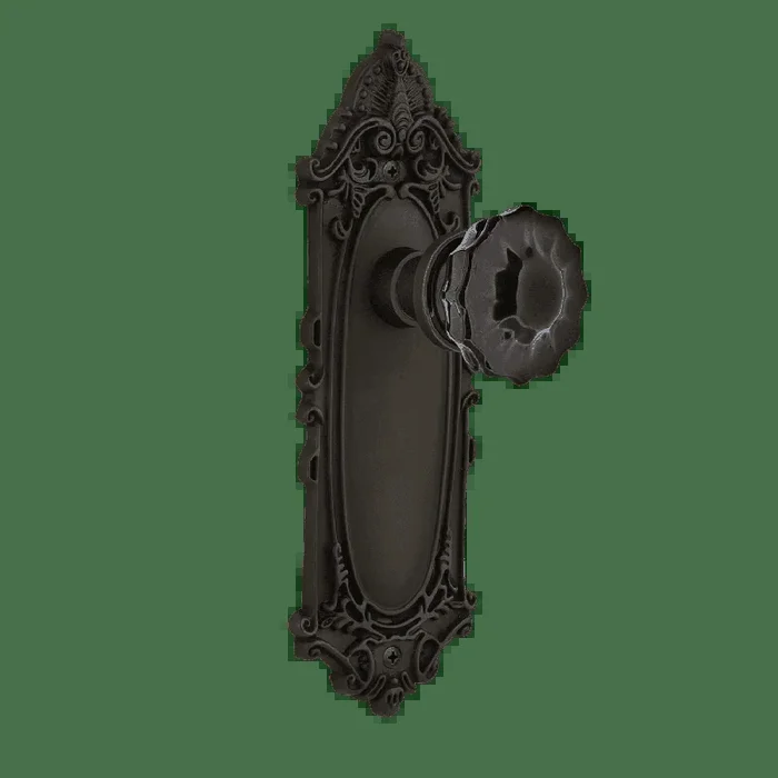 Victorian Long Plate with Black Crystal Knob – Oil-Rubbed Bronze – Nostalgic