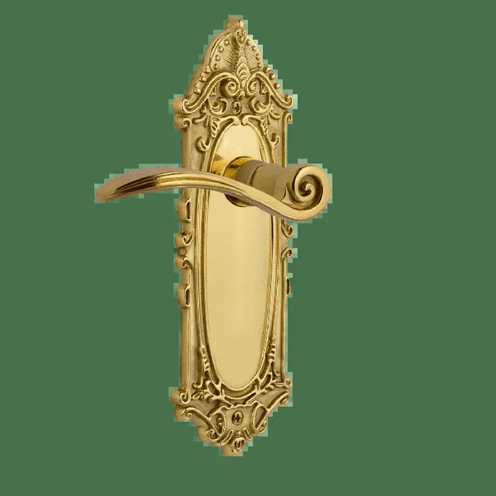 Victorian Long Plate with Swan Lever in Polished Brass – Nostalgic