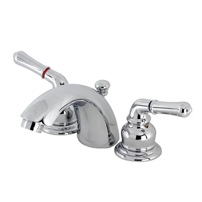 Victorian Mini-Widespread Bathroom Faucet with Brass Pop-Up Drain, Polished Chrome – Kingston Brass