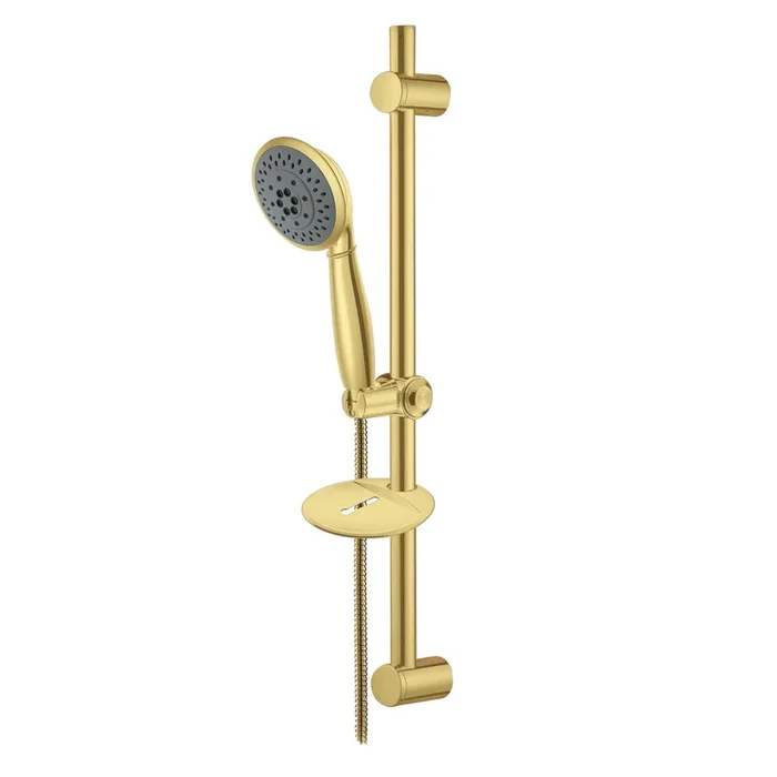Vilbosch 5-Function Hand Shower with Slide Bar Kit – Polished Brass by Kingston Brass