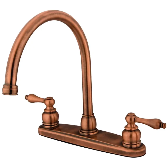 Vintage Double-Handle 8″ Centerset Kitchen Faucet, Antique Copper – Kingston Brass