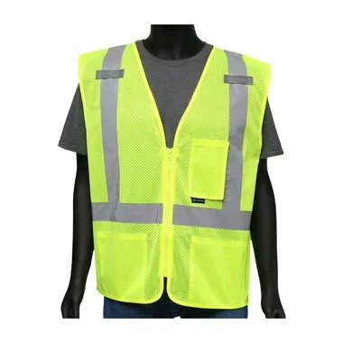 Viz-Up Hi-Vis Apparel ANSI 107 Type R Class 2 Three Pocket Mesh Vest – Yellow – 1/EA – 47209