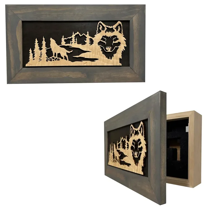 Wall-Mounted Gun Cabinet Wolf Scenery Wall Decoration – Gun Safe To Securely Store Your Gun In Plain Sight