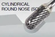 Walter 01V007 Tungsten Carbide Cylindrical Round Nose Burr, 1/4″ Shank Dia., 1/2″ Dia. x 1″ Length, SC-5 (1 Burr)