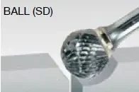 Walter 01V010 Tungsten Carbide Ball Burr, 1/4″ Shank Dia., 3/8″ Dia. x 5/16″ Length, SD-3 (1 Burr)