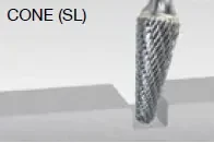 Walter 01V652 Tungsten Carbide Cone Burr, 1/4″ Shank Dia. x 6″ Shank Length, 5/8″ Dia. x 3/16″ Length, SL-5 (1 Burr)