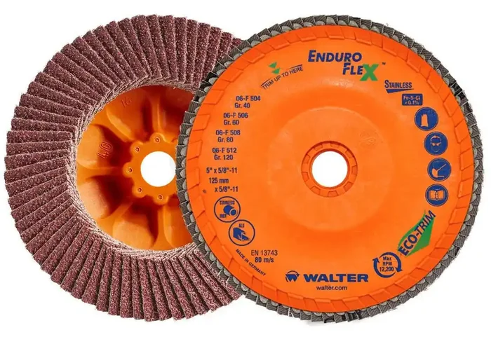 Walter 06F454 4.5″ 40 Grit Spin-On Enduro-Flex Stainless Flap Disc