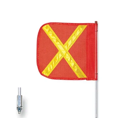 Warning Whip – General Purpose – 6′ – Non-Lighted – 12″ Orange Flag – Yellow X – Hex Base – FS6XY-O
