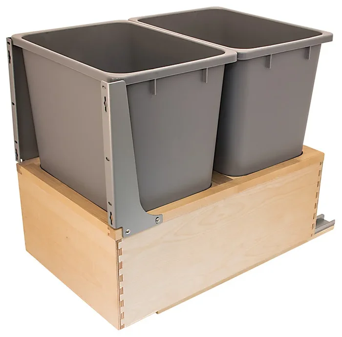 Waste Bin Pull-Out, Wood Frame, Bottom Mount, Double – Hafele