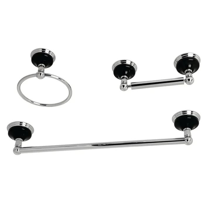 Water Onyx 3-Piece 18″ Towel Bar Bathroom Accessory Set – Polished Chrome
