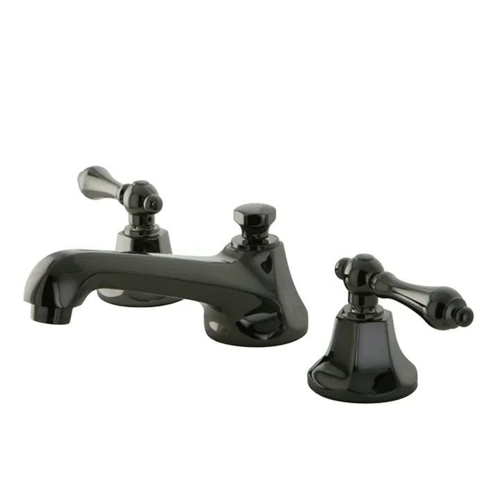 Water Onyx Widespread Bathroom Faucet with Brass Pop-Up – Black Stainless Steel