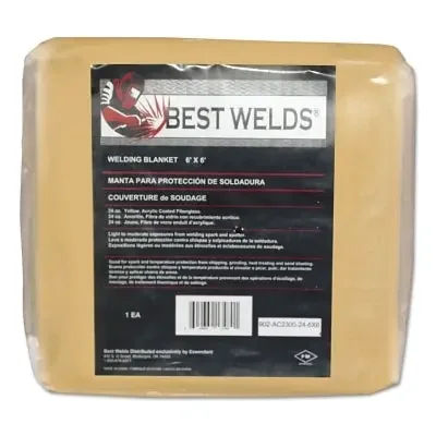 Welding Blanket, 8 ft X 6 ft, Fiberglass, Yellow, 23 oz