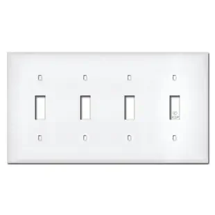White Plastic 4 Gang Toggle Switch Plate Covers