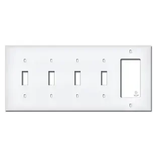 White Plastic 4 Toggle 1 Decor Wall Plate Covers