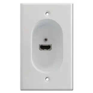 White Recessed Wall Plate with Hi Def HDMI Connection Port