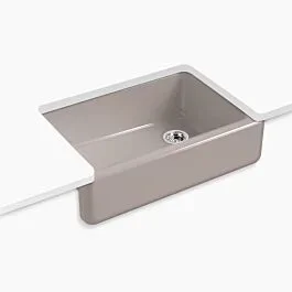 Whitehaven 32-3/4″ undermount single-bowl farmhouse kitchen sink in Truffle
