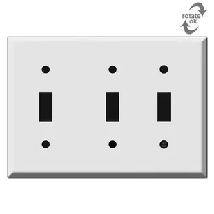 Wide-Spaced 3-Toggle Light Switch Wall Plate for Adjacent Boxes