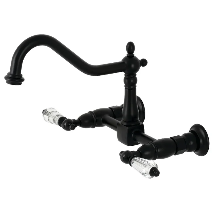 Wilshire Double-Handle Wall-Mount Bridge Kitchen Faucet, Matte Black – Kingston Brass