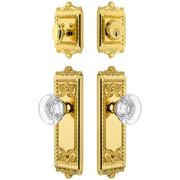 Windsor Long Plate Entry Set with Bordeaux Crystal Knob – Lifetime Brass