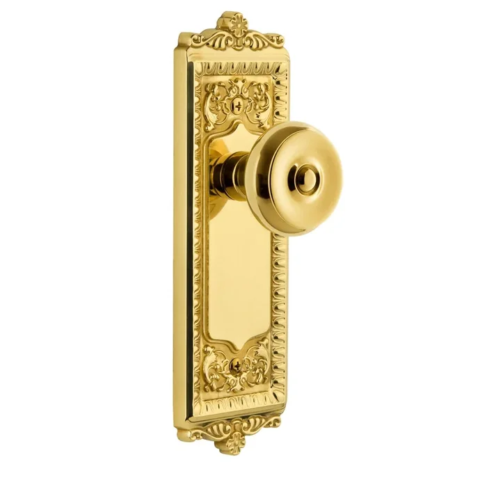 Windsor Long Plate with Bouton Knob – Lifetime Brass Passage Door Hardware
